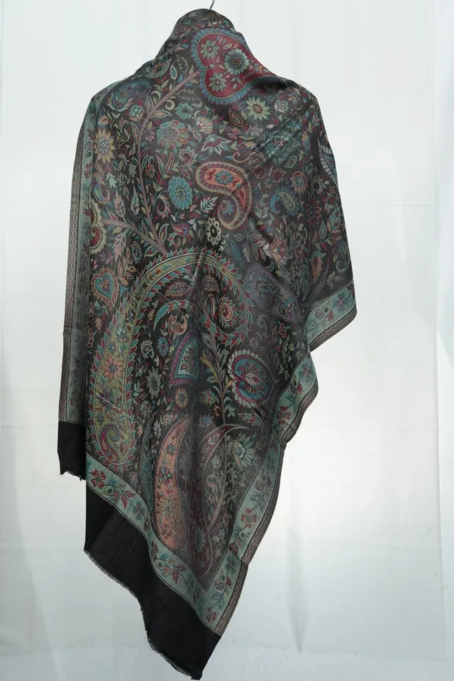 kashmir-arts-jamawar-shawl-wende-schal-khaki-braun-rosa image 1