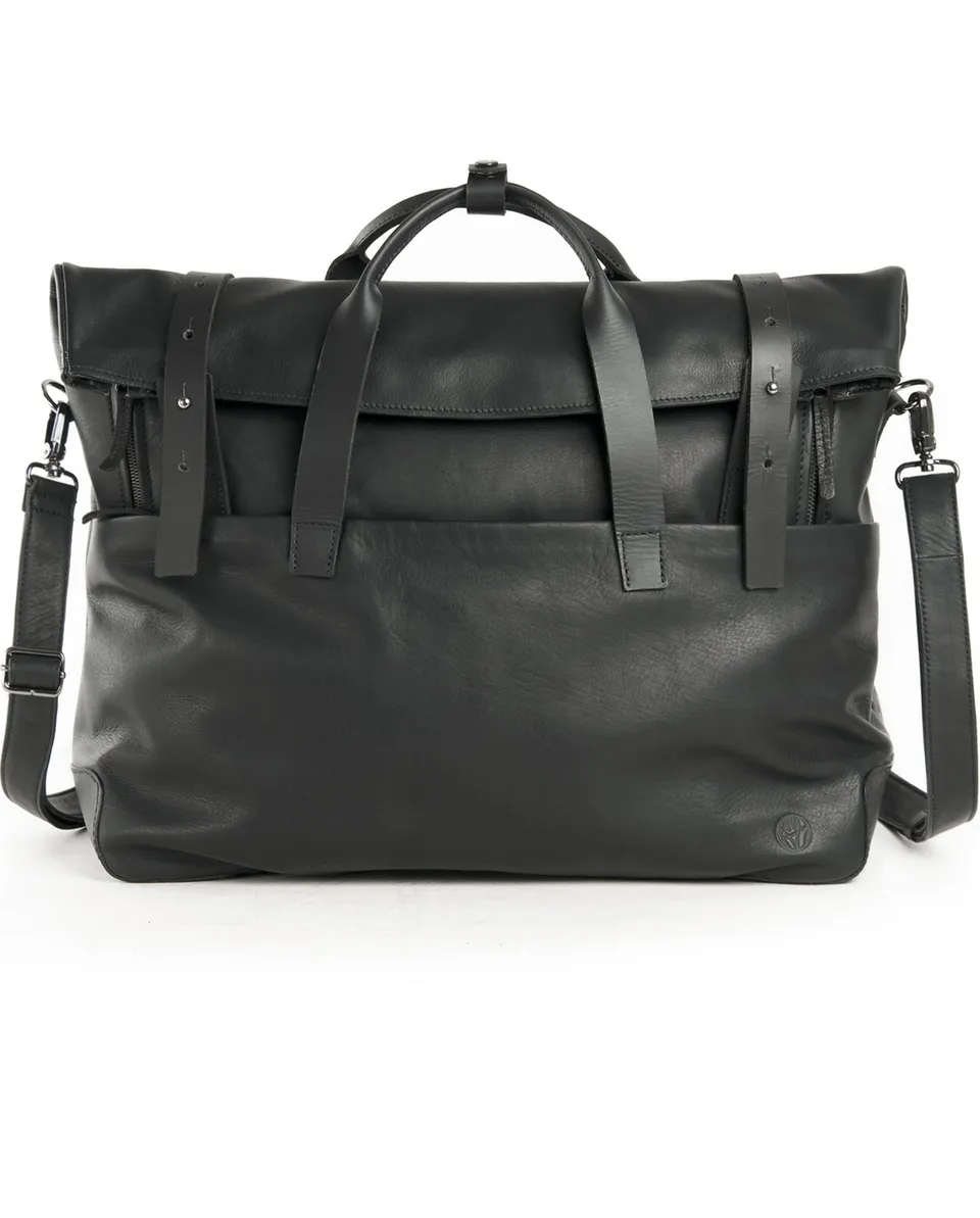 harolds-mount-ivy-weekender-leder-reisetasche-schwarz-erweiterbar image 1