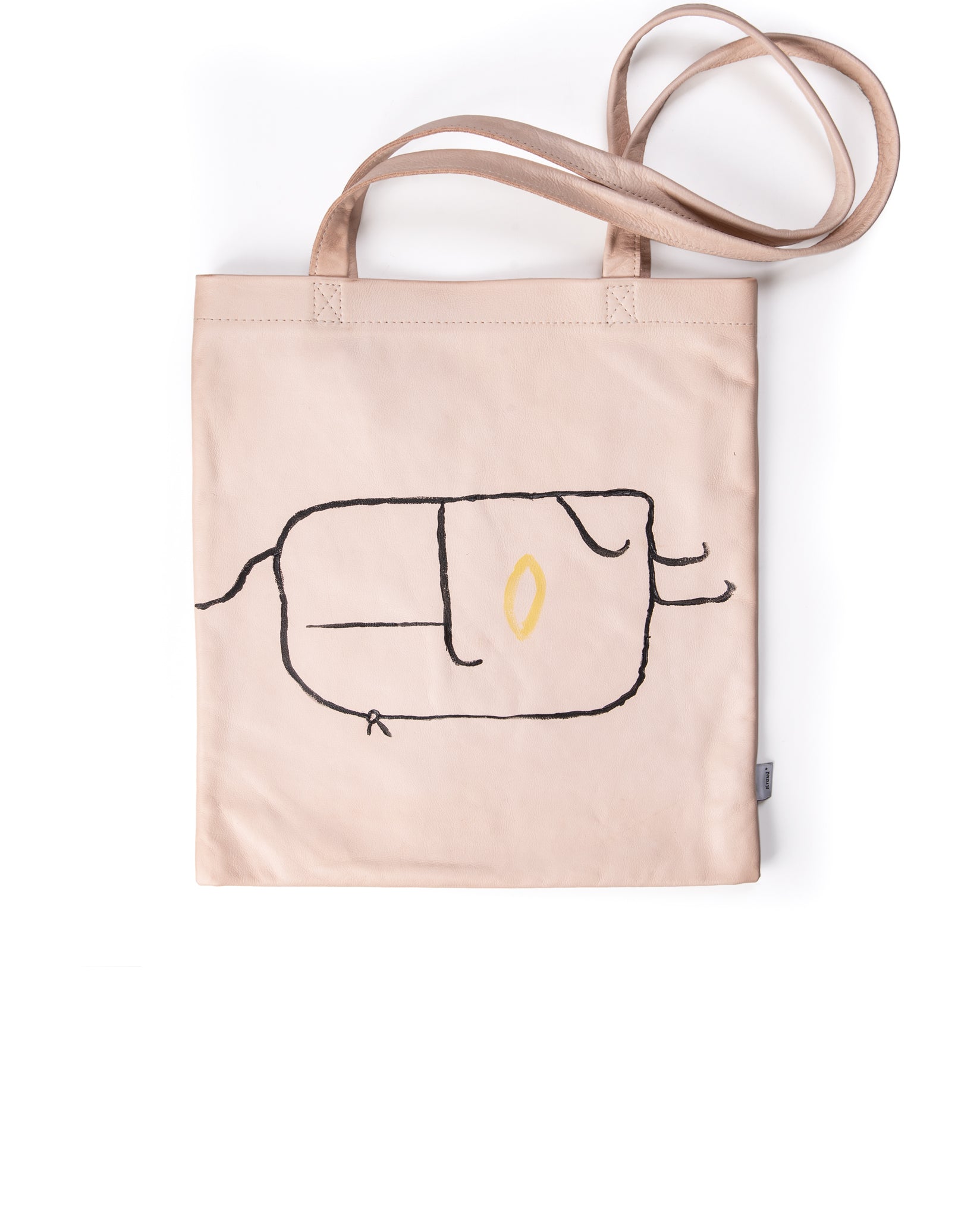 harolds-kraud-leather-fabricbag-shopper-natur1-bemalt image 1