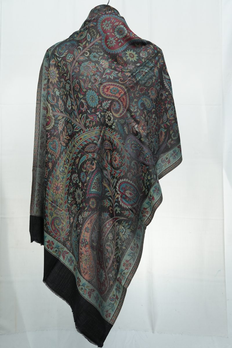 kashmir-arts-jamawar-shawl-wende-schal-khaki-braun-rosa image 1