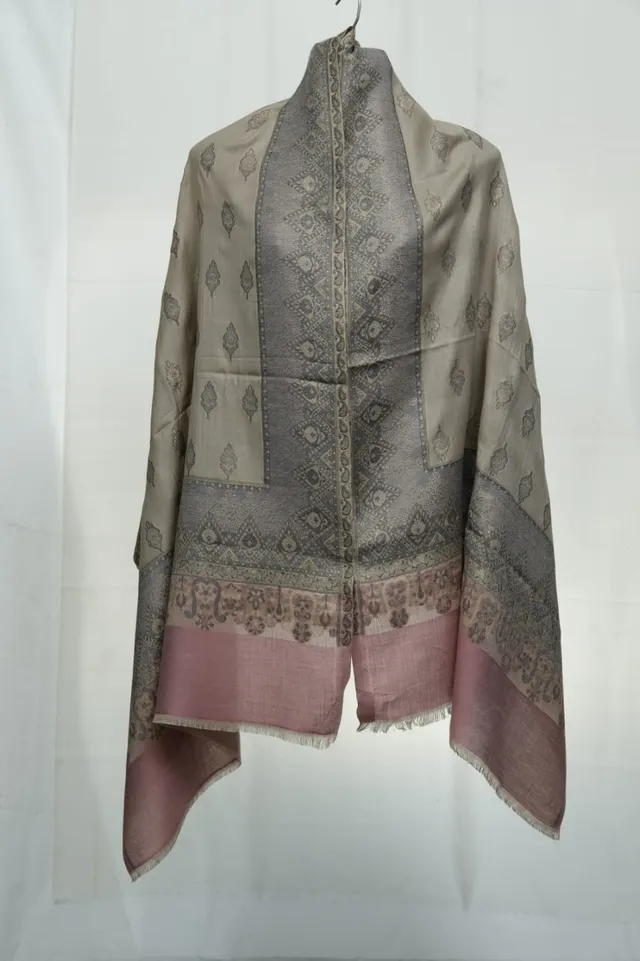 kashmir-arts-kani-jama-pashmina-schal-grau-rosa-do-patri image 1
