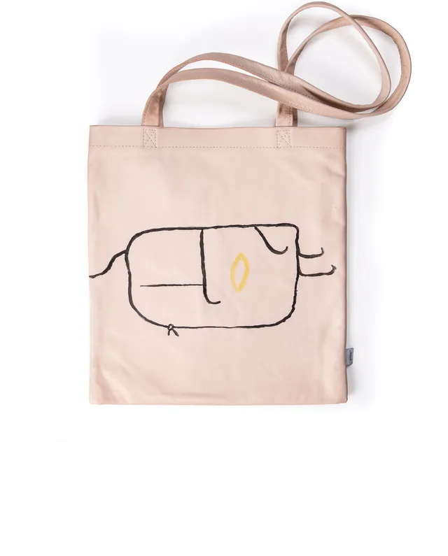 harolds-kraud-leather-fabricbag-shopper-natur1-bemalt image 1