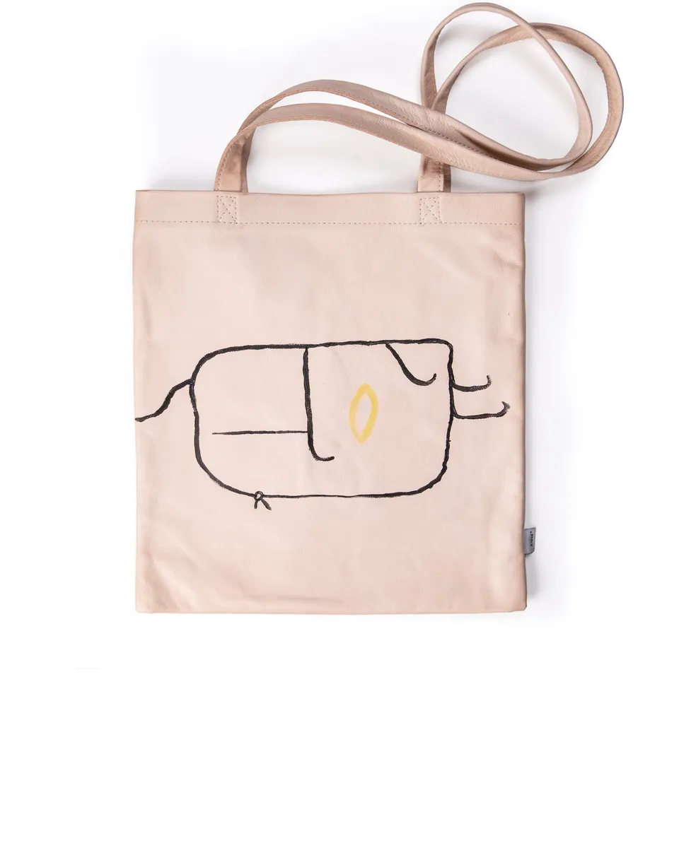 harolds-kraud-leather-fabricbag-shopper-natur1-bemalt image 1